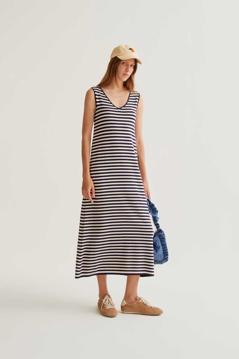 VESTIDO DE PUNTO RAYAS AZULES
