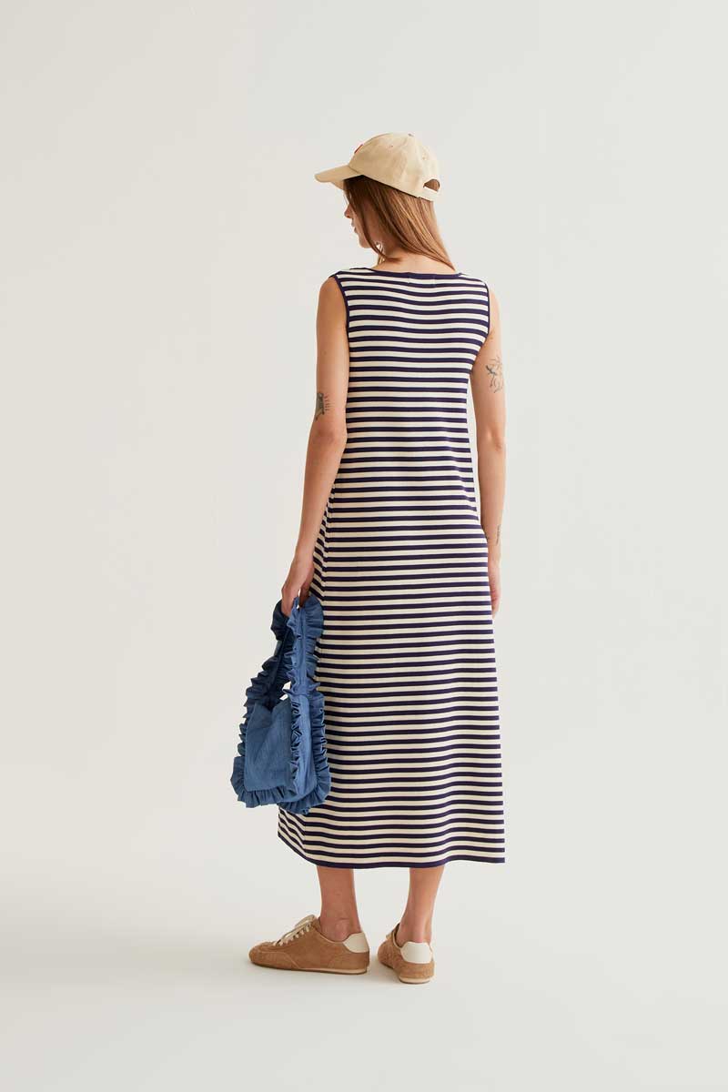 VESTIDO DE PUNTO RAYAS AZULES