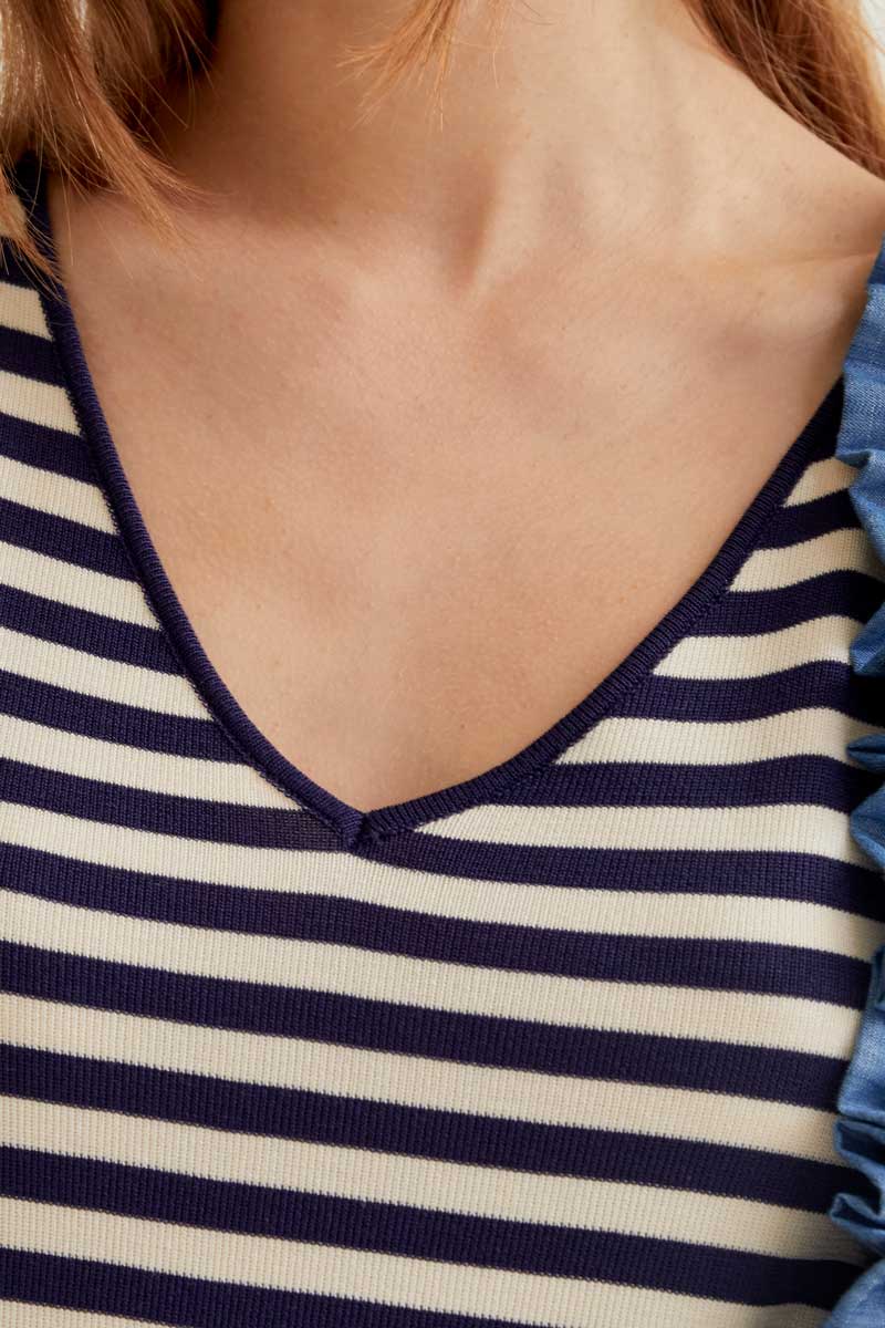 VESTIDO DE PUNTO RAYAS AZULES