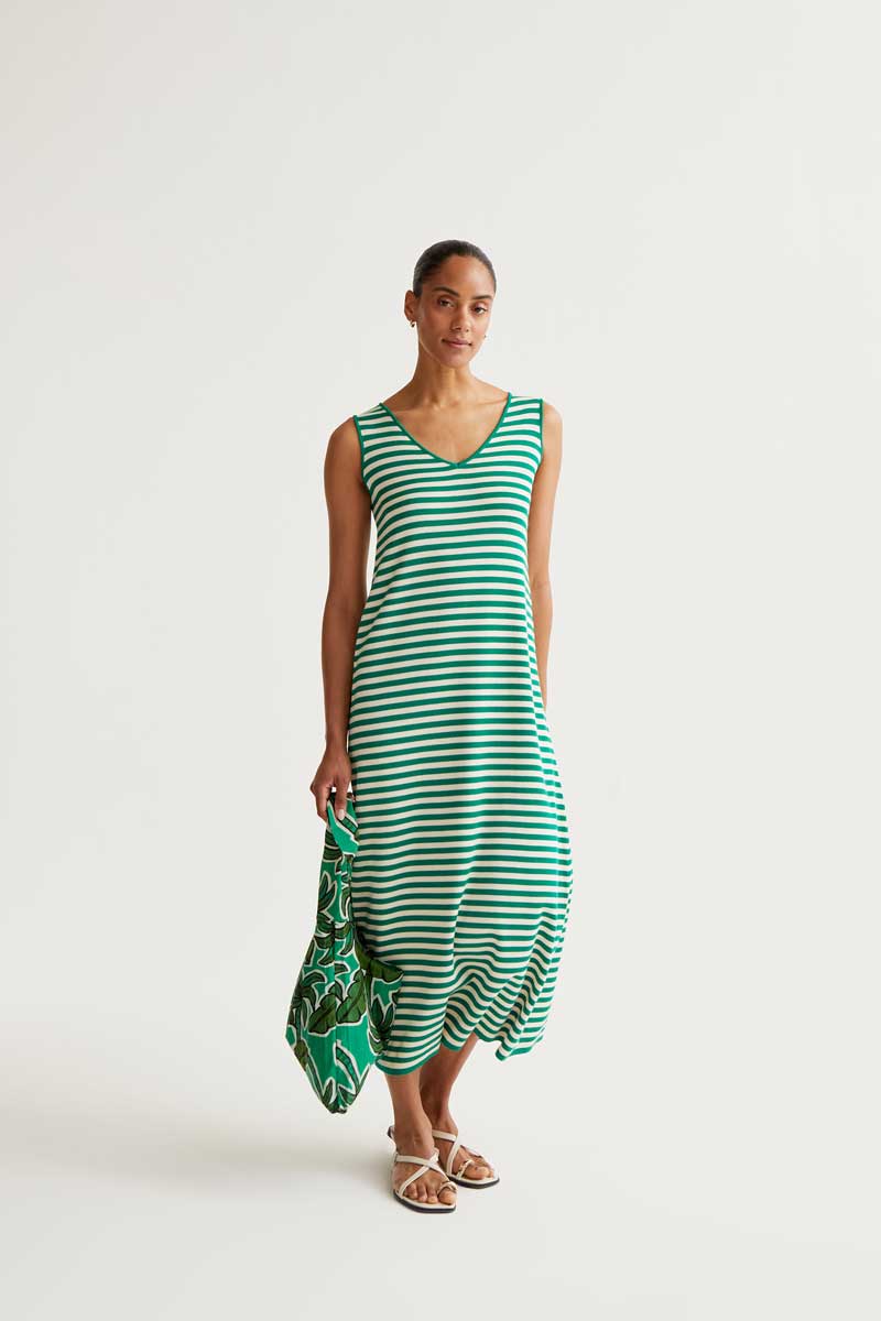 VESTIDO DE PUNTO RAYAS VERDES