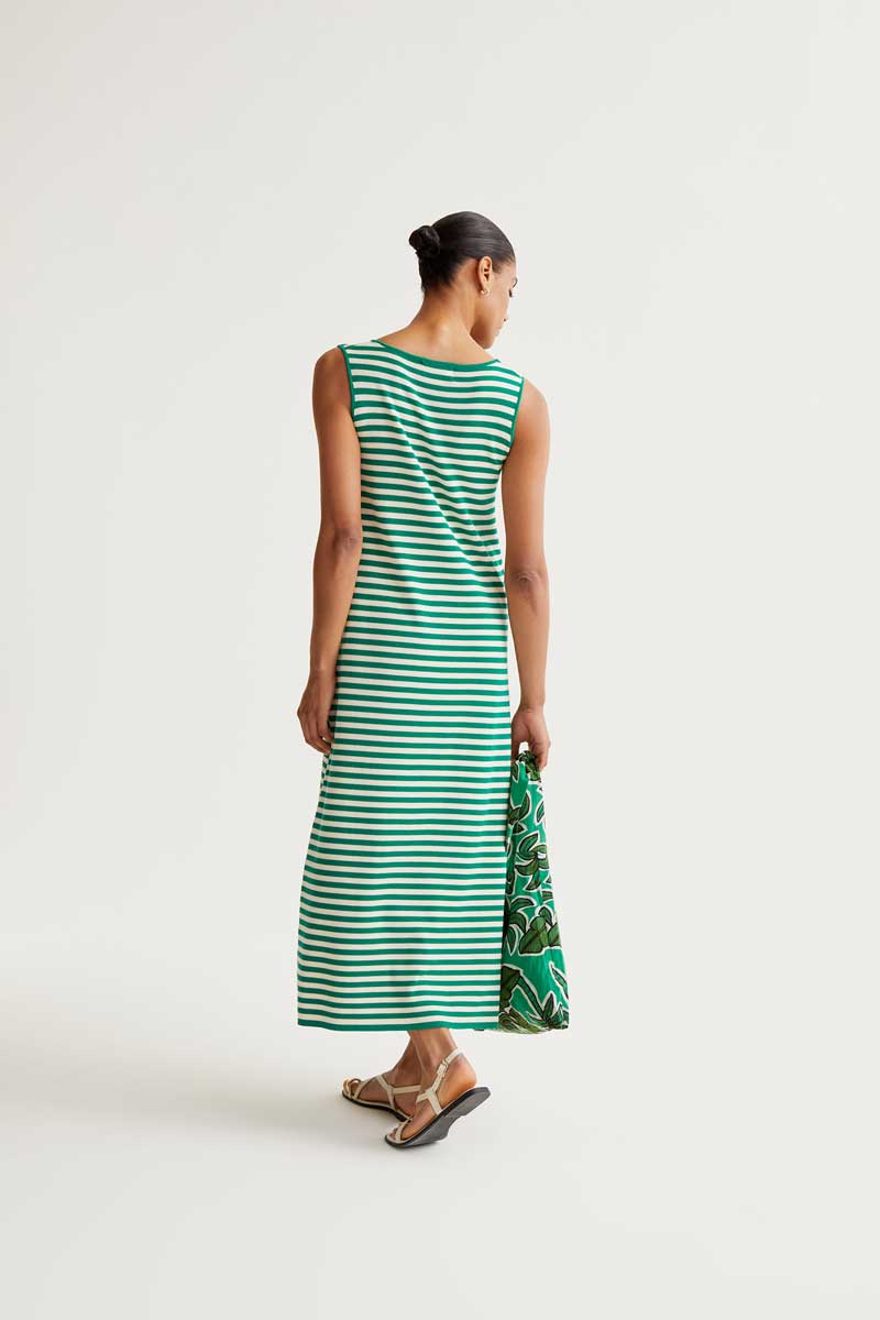 VESTIDO DE PUNTO RAYAS VERDES