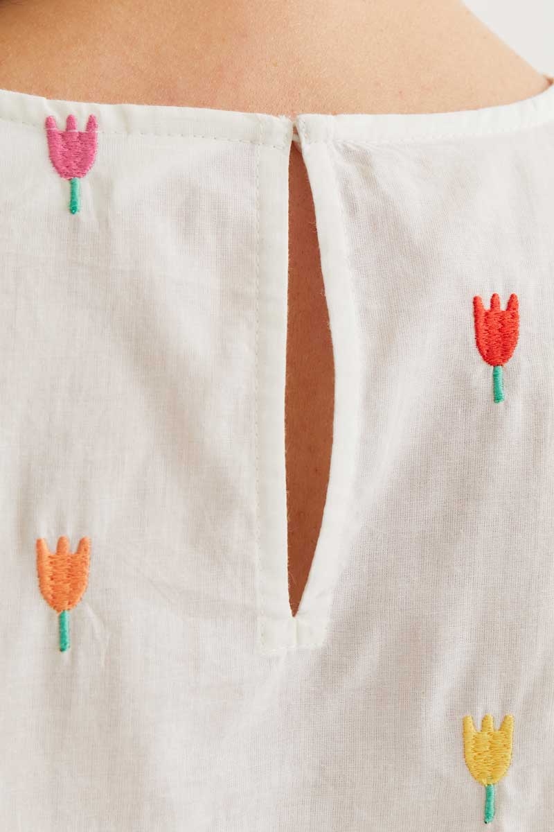 TOP ESTAMPADO TULIPANES BORDADOS