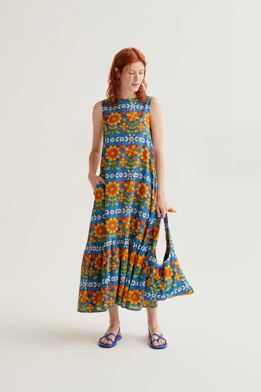 VESTIDO LARGO ESTAMPADO FLORES