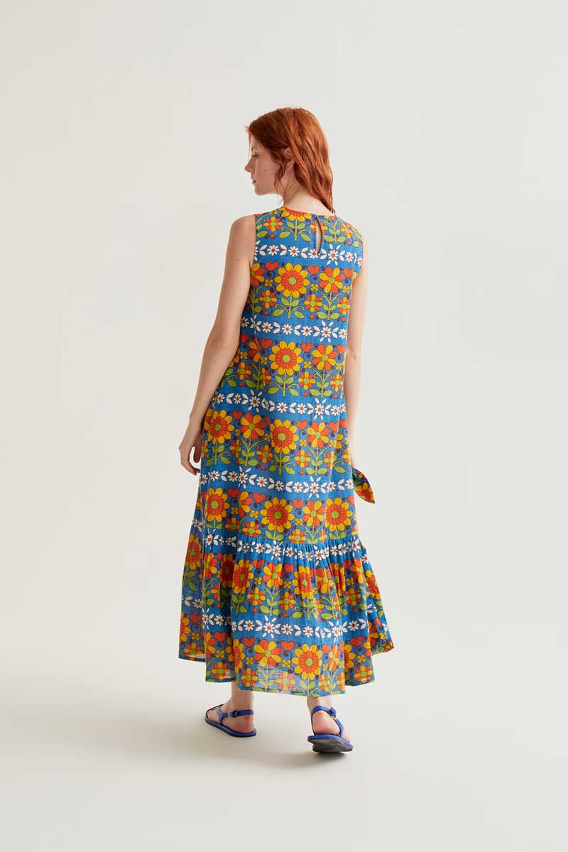 VESTIDO LARGO ESTAMPADO FLORES