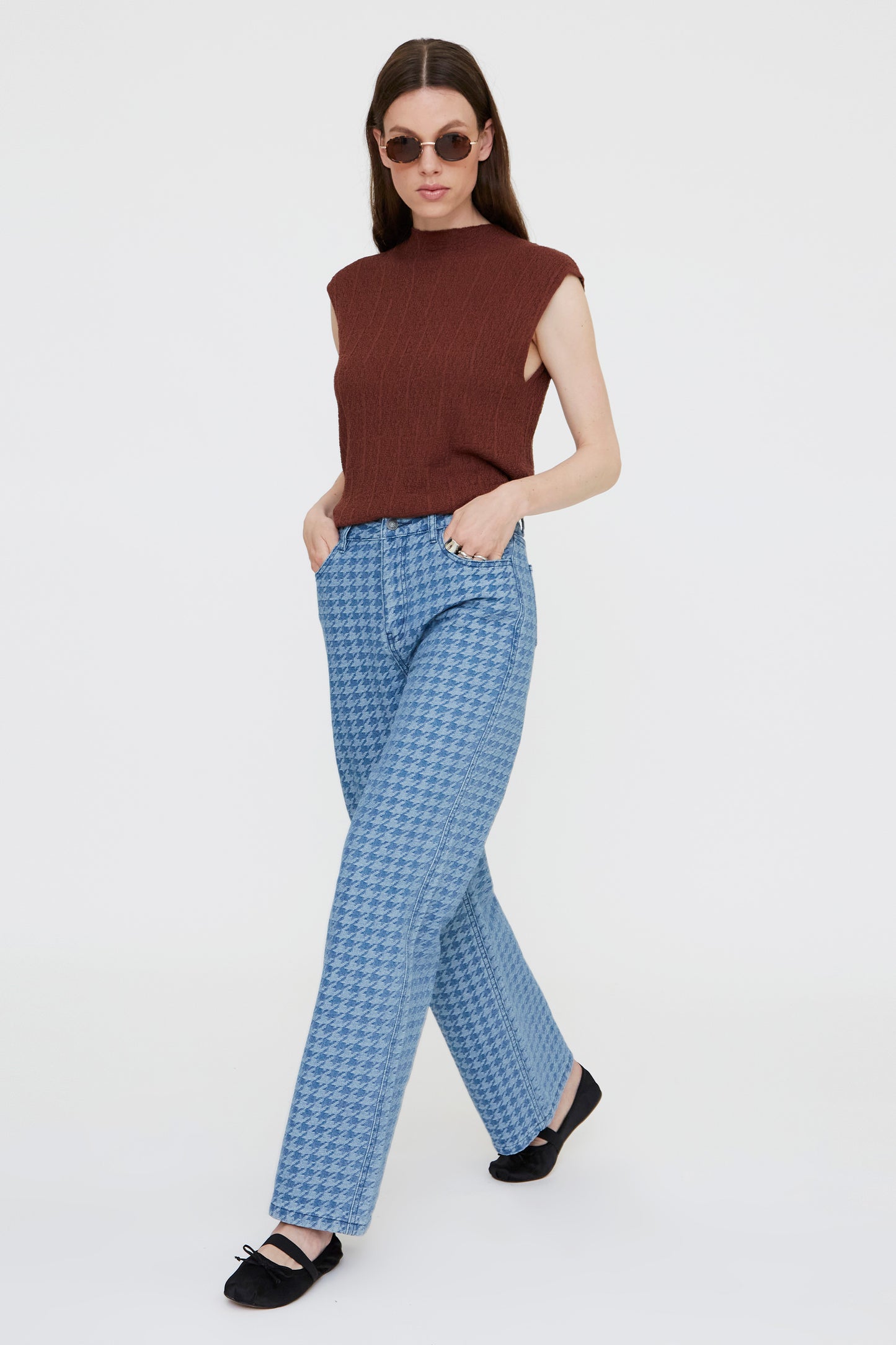 VAQUERO ESTAMPADO PATA DE GALLO AZUL