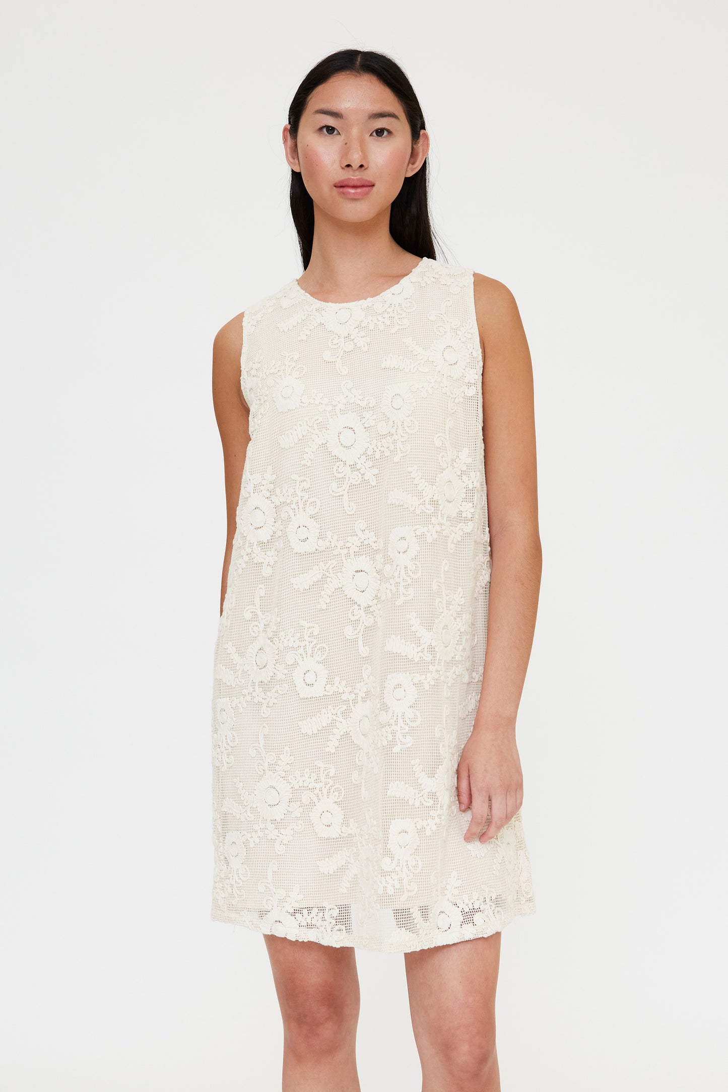 VESTIDO CORTO CROCHET BLANCO ROTO