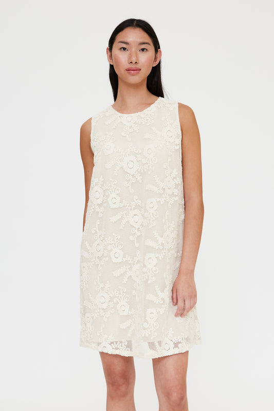 VESTIDO CORTO CROCHET BLANCO ROTO