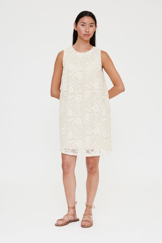 VESTIDO CORTO CROCHET BLANCO ROTO