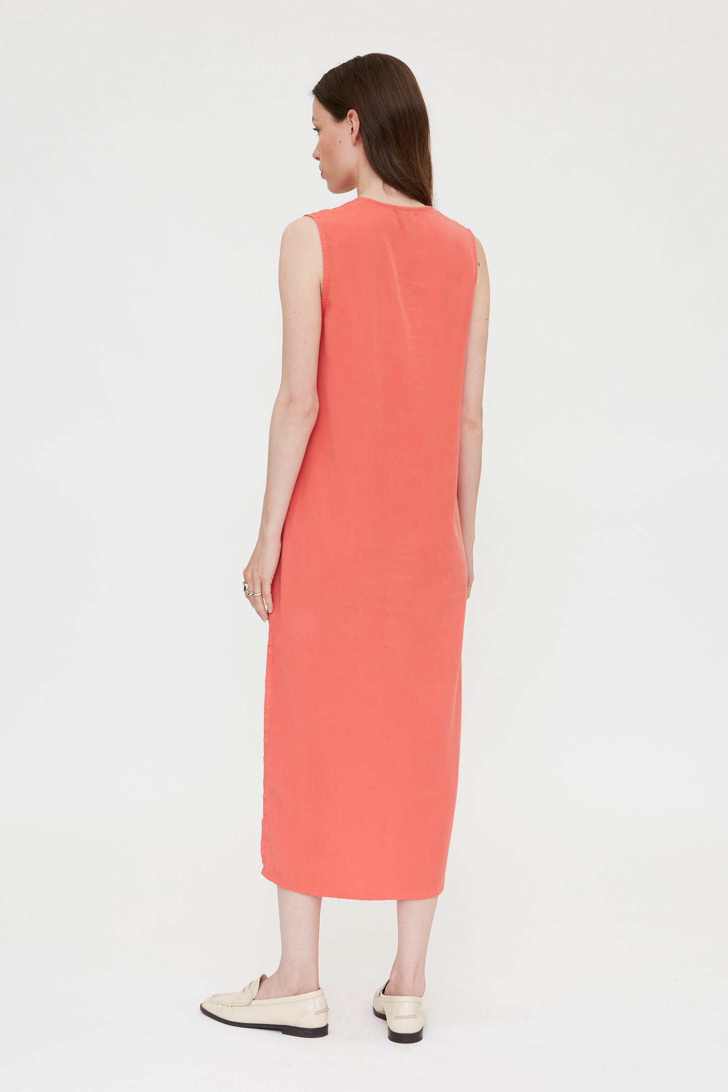 VESTIDO LARGO FLUIDO CORAL