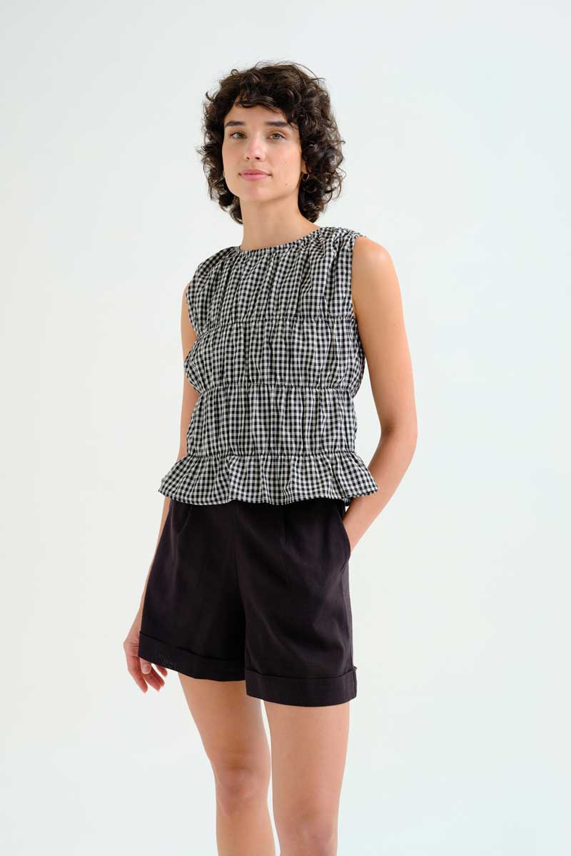 TOP CUADROS VICHY NEGRO