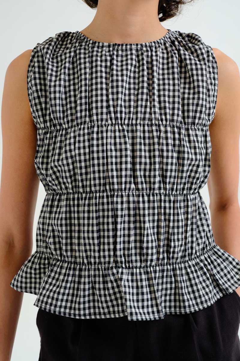 TOP CUADROS VICHY NEGRO