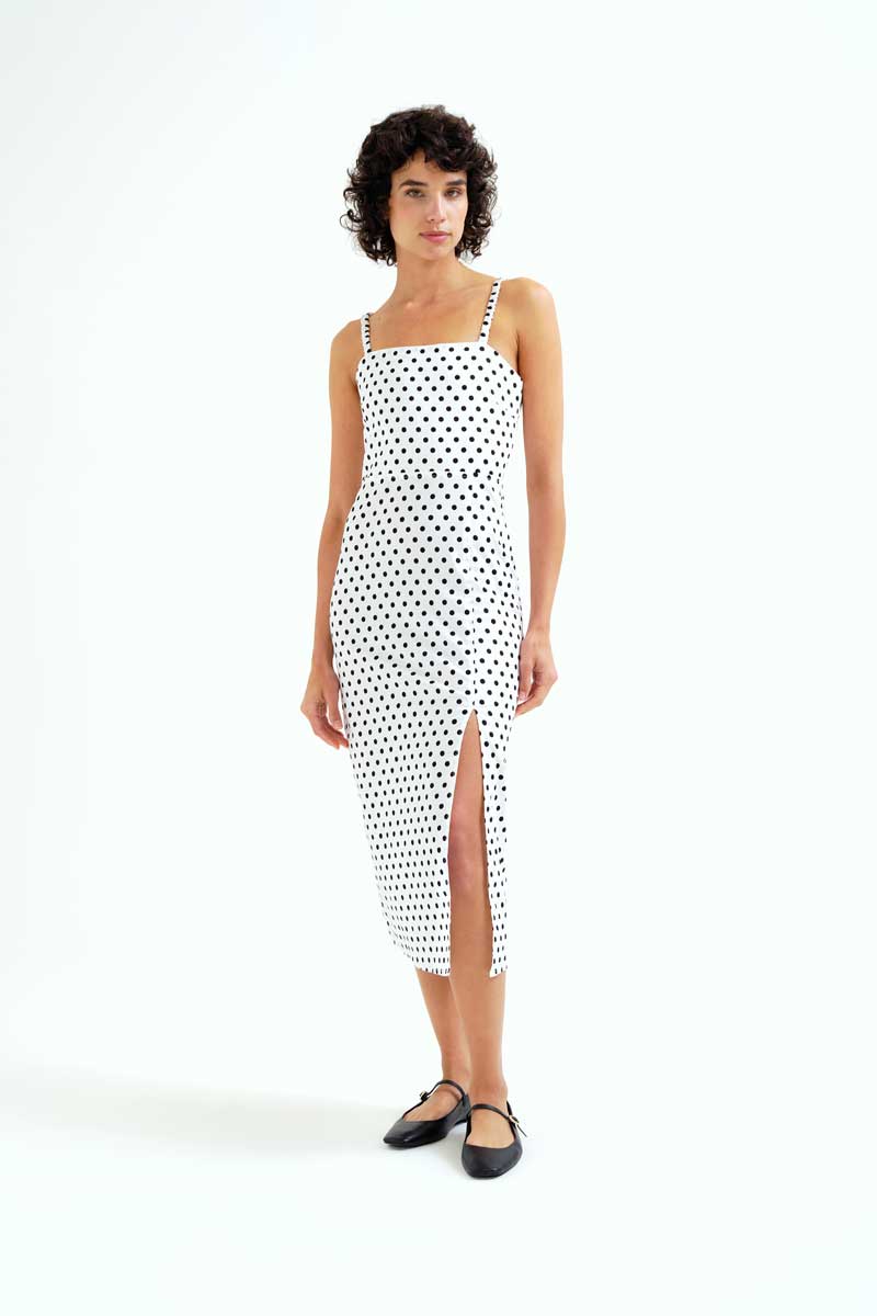 VESTIDO MIDI ESTAMPADO LUNARES