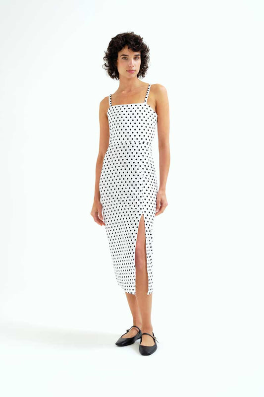 VESTIDO MIDI ESTAMPADO LUNARES