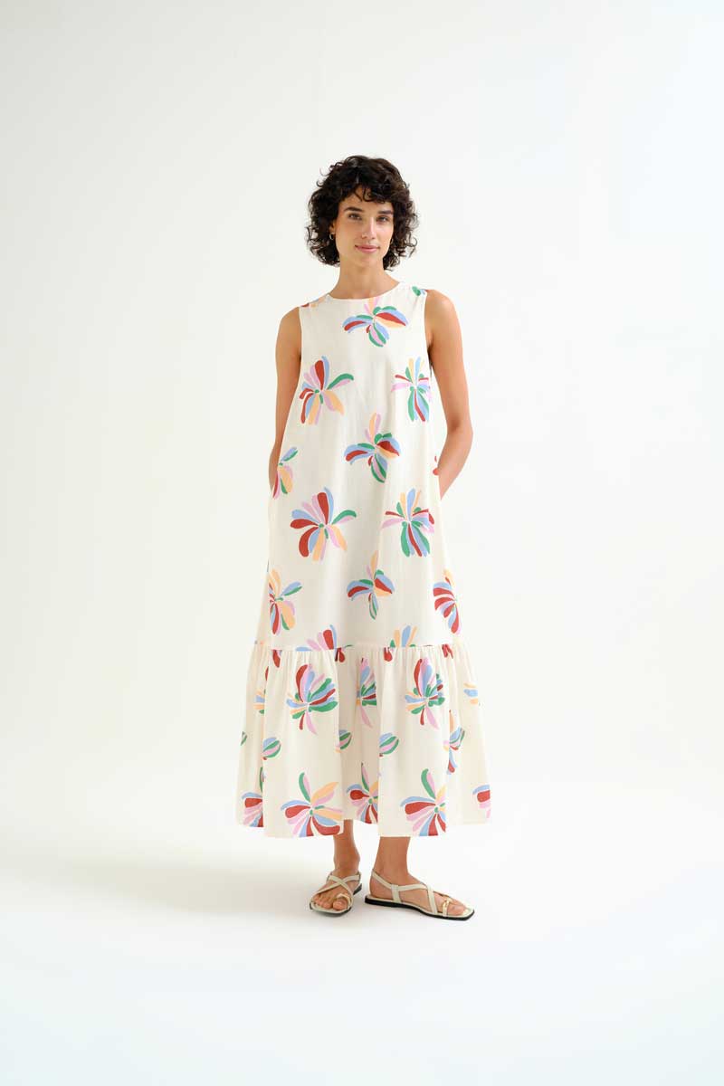 VESTIDO LARGO ESTAMPADO FLORES