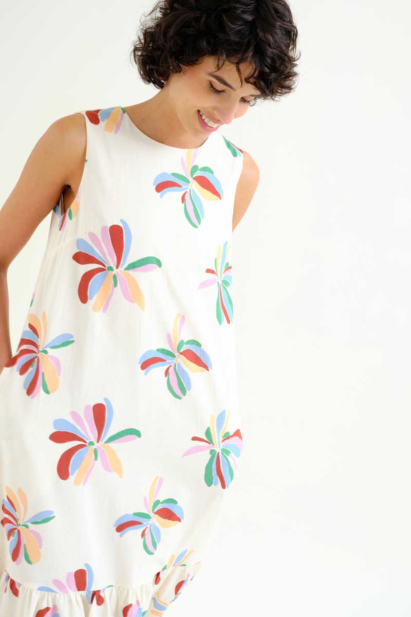 VESTIDO LARGO ESTAMPADO FLORES