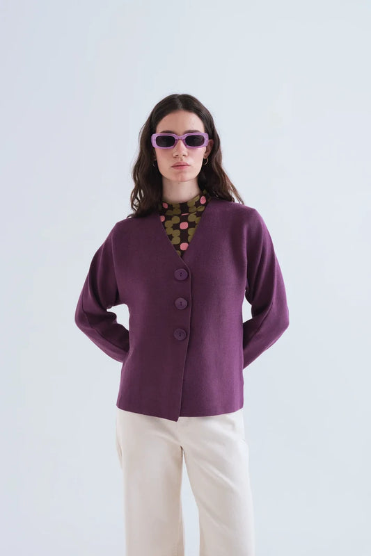CARDIGAN VERDE BERENJENA