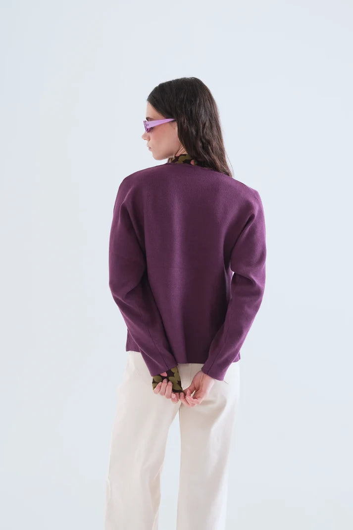 CARDIGAN VERDE BERENJENA