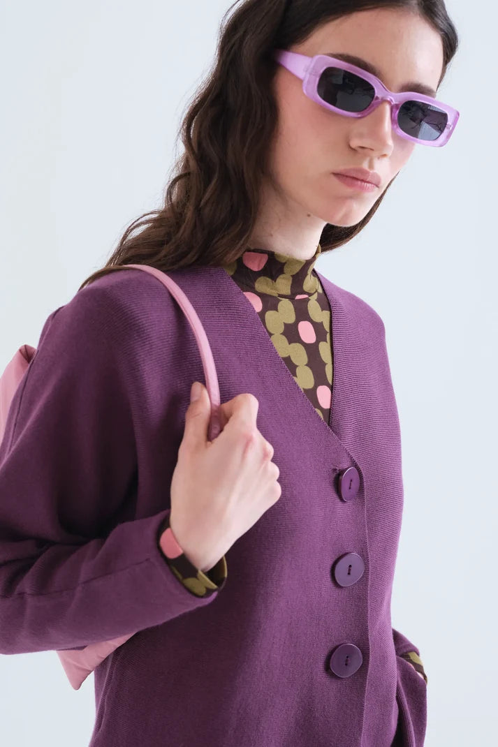 CARDIGAN VERDE BERENJENA
