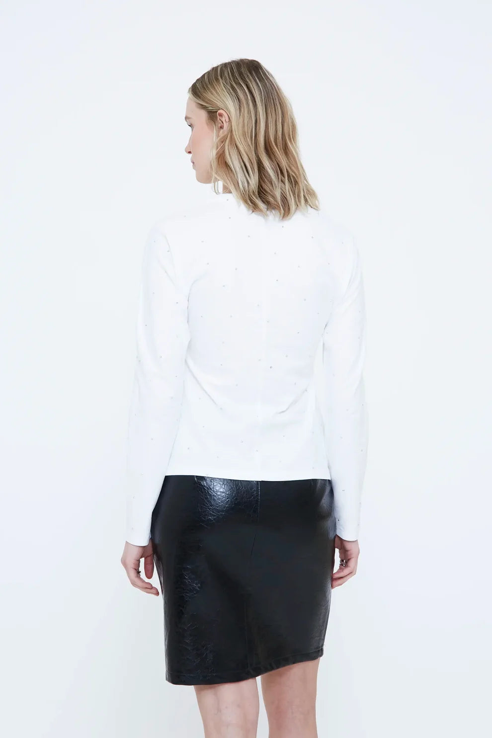 CAMISETA ALGODON BLANCA APLIQUES PLATA