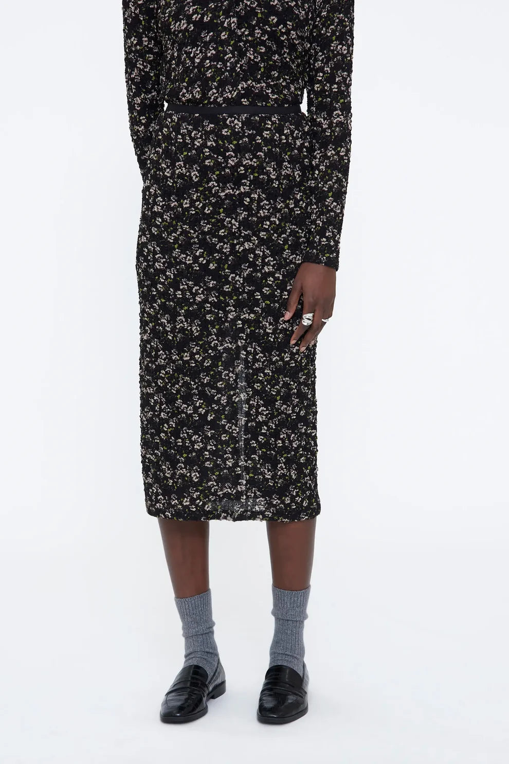 FALDA MIDI ESTAMPADA FLORES