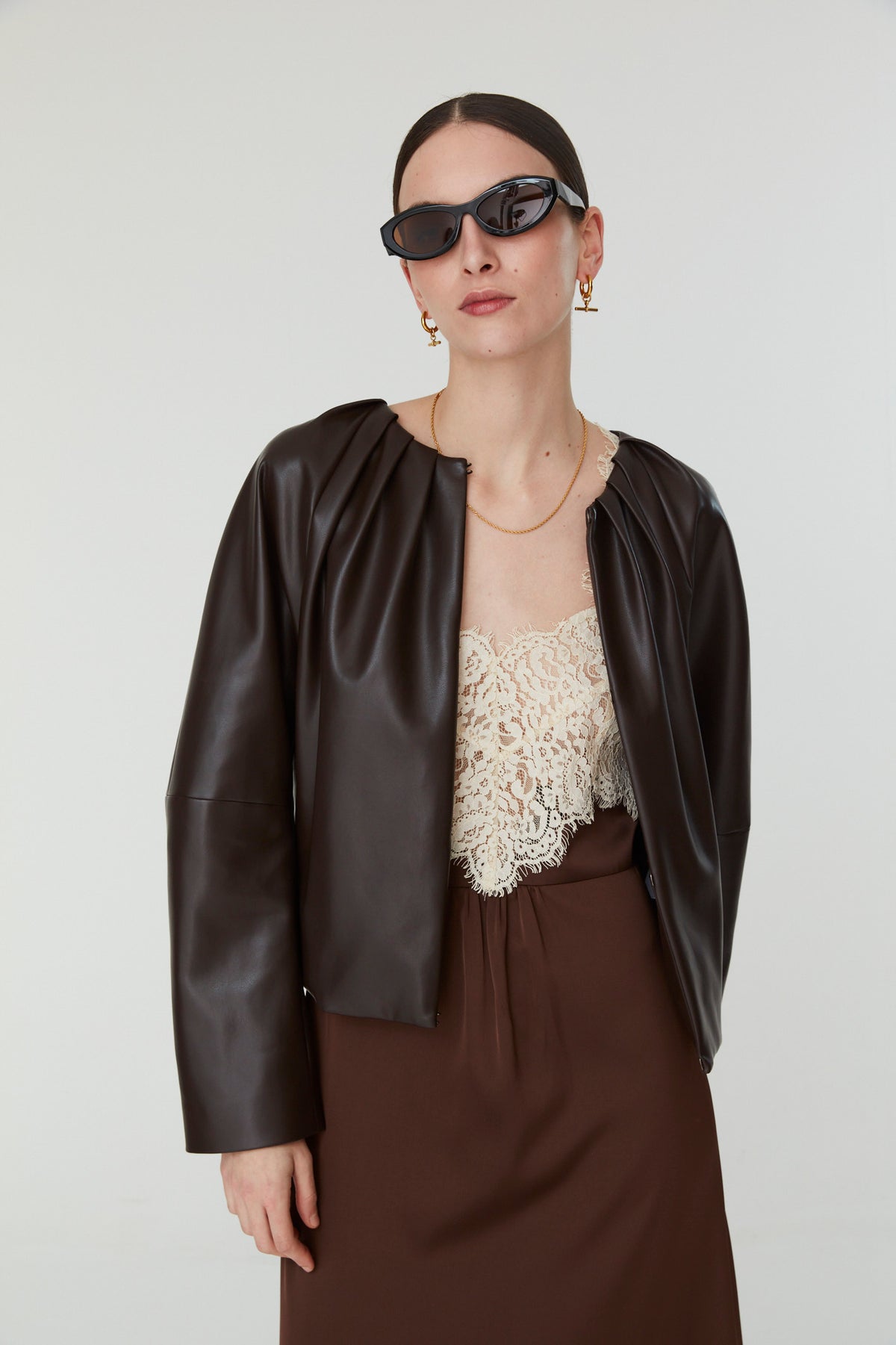 CHAQUETA POLIPIEL MARRON
