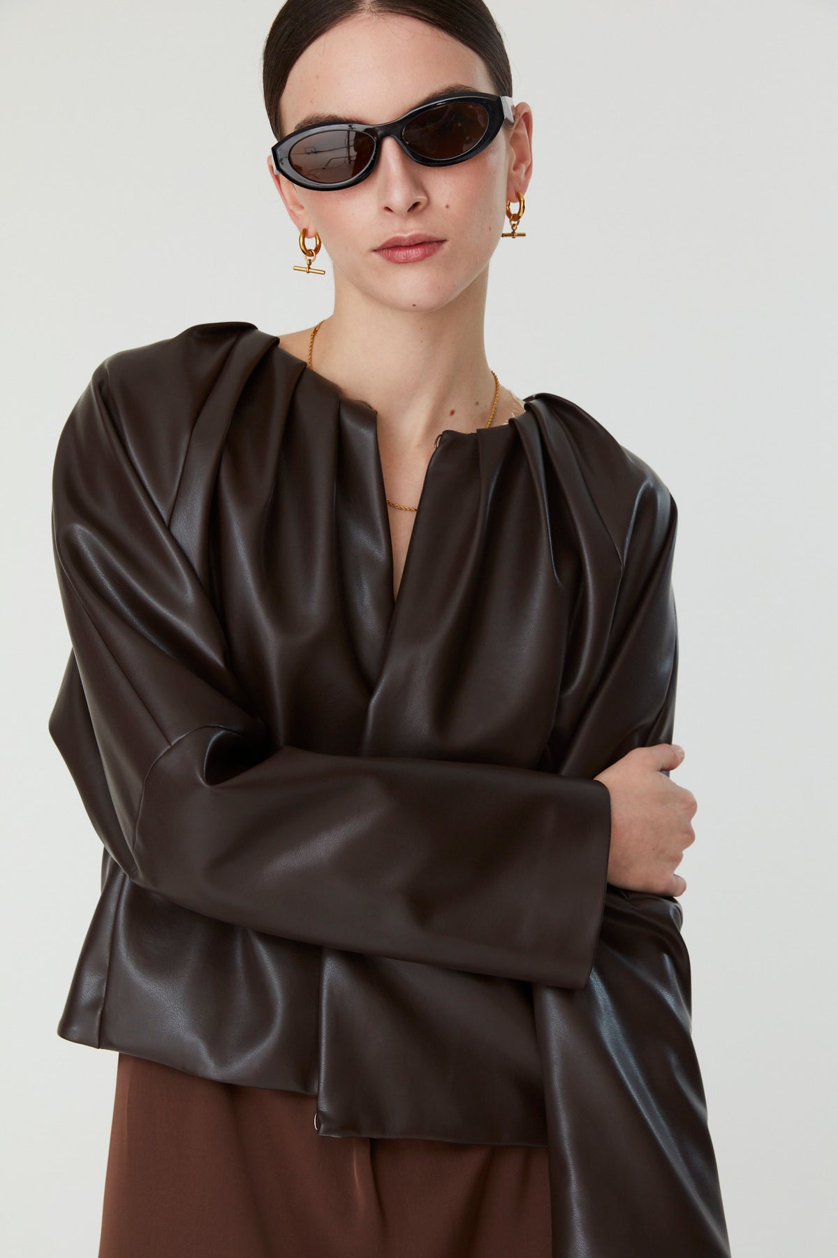 CHAQUETA POLIPIEL MARRON