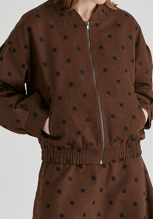 CHAQUETA BOMBER BORDADA LUNARES