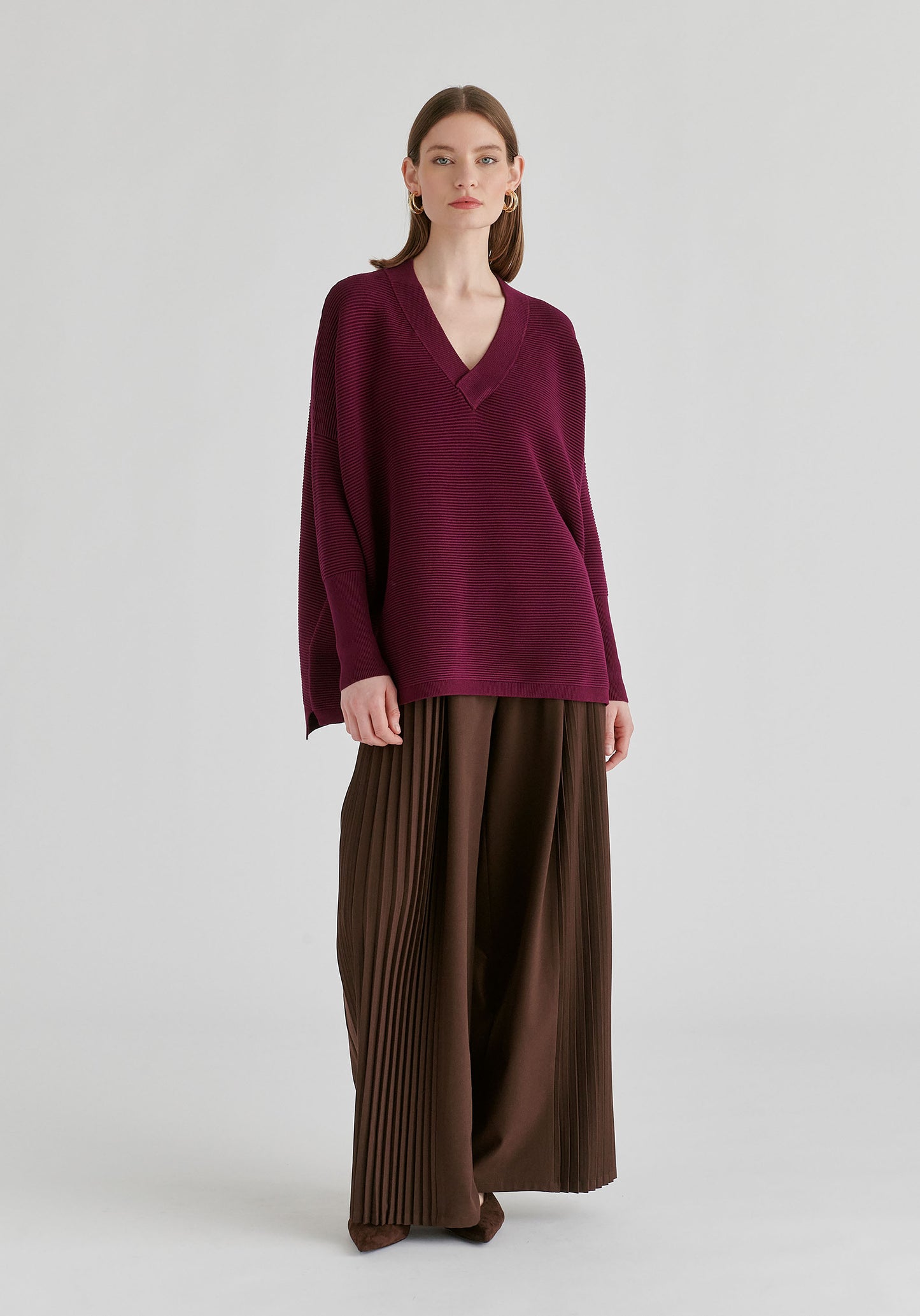 JERSEY DE PUNTO OVERSIZE VINO