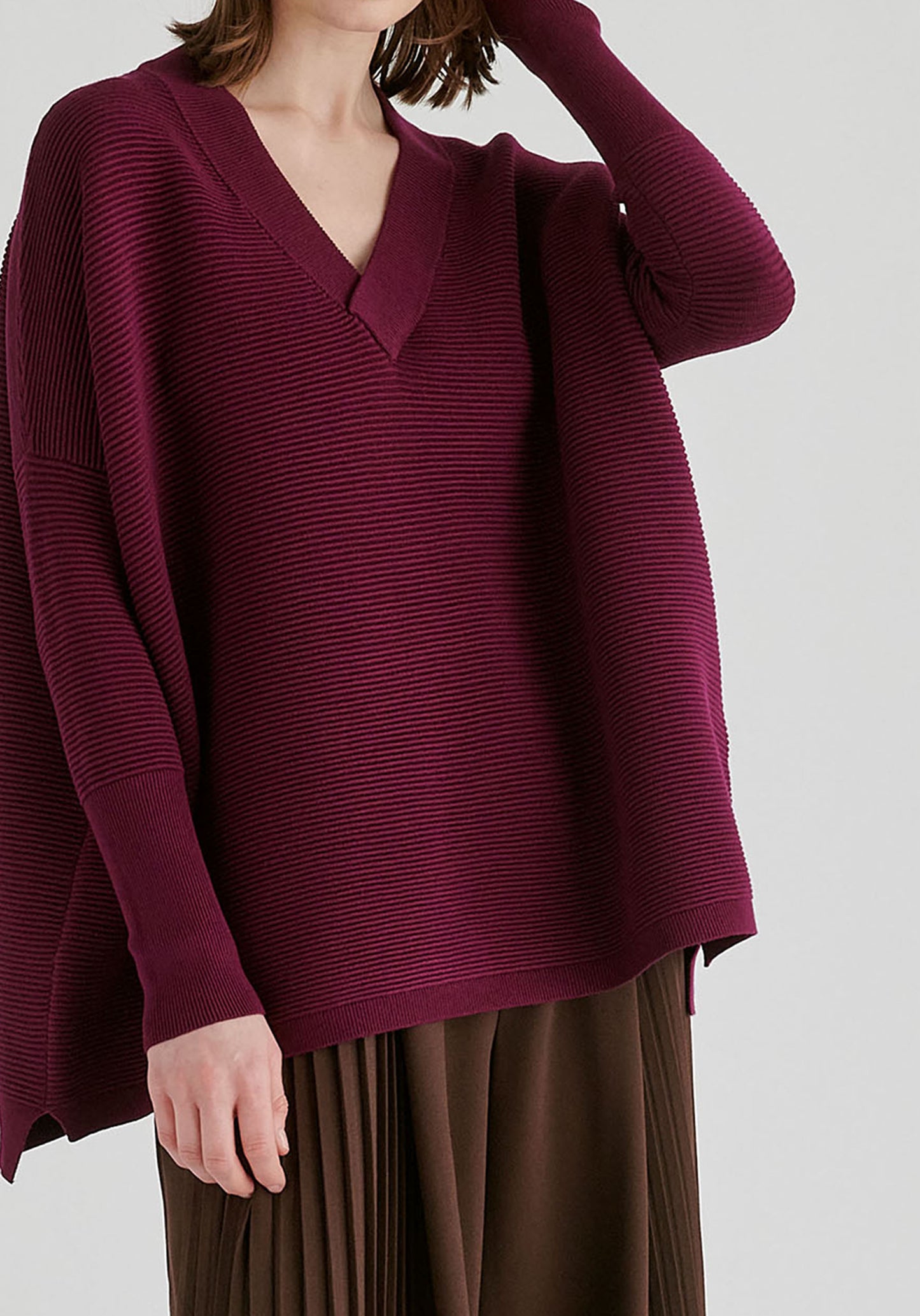 JERSEY DE PUNTO OVERSIZE VINO