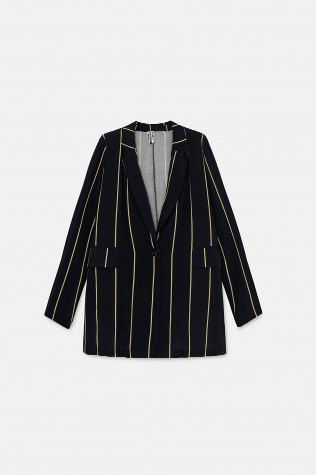 BLAZER DE TRAJE CON RAYAS NEGRA