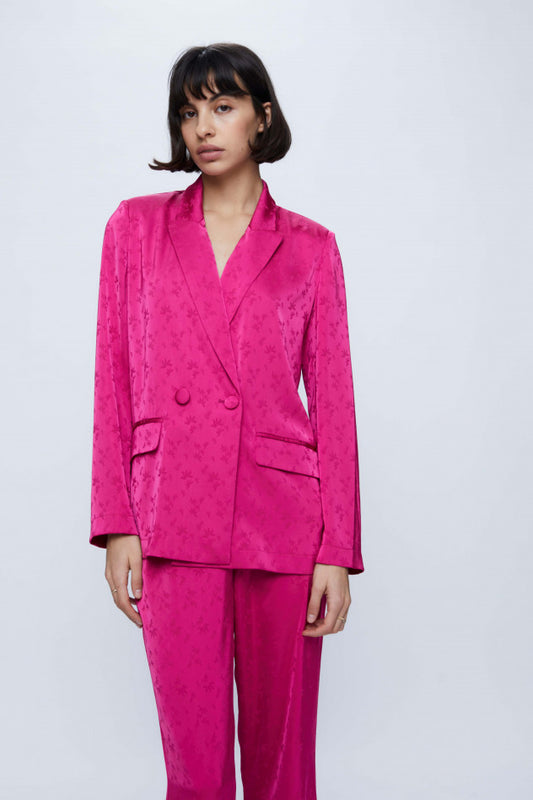 BLAZER FLUIDA EN JACQUARD ROSA